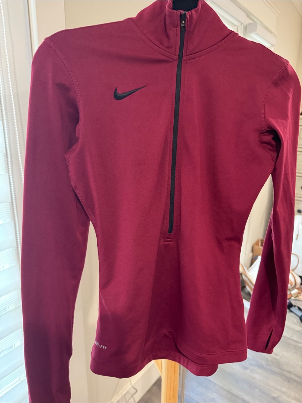 Nike Burgundy 1/4 Zip Training Top with Black Swoosh